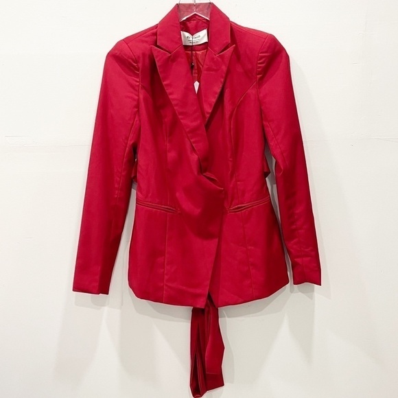 4th + Reckless Tailored Collection Red Belted Blazer Jacket Size 2 - Picture 1 of 7